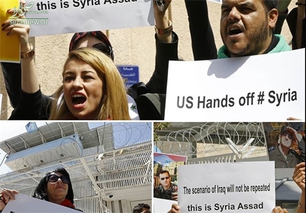 فریاد «مرگ بر آمریکا» در دمشق +تصاویر