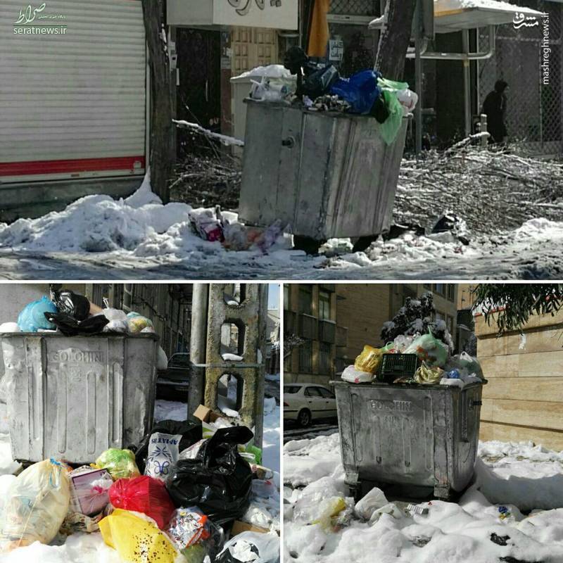 عکس/انباشت زباله‌های تهران در روز برفی!