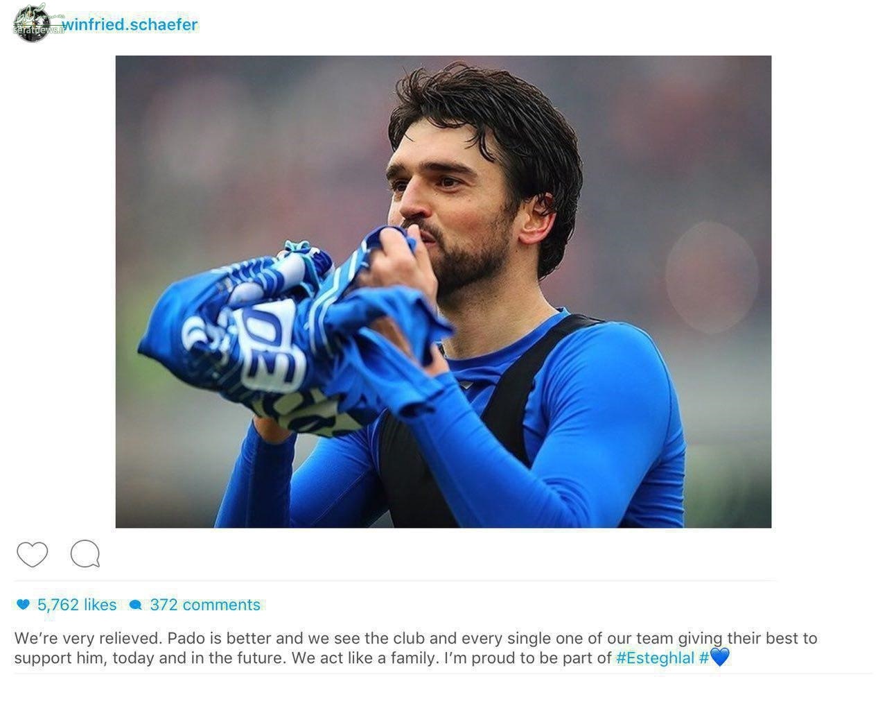 پست اینستاگرامی شفر در حمایت از پادوانی پست اینستاگرامی شفر در حمایت از پادوانی