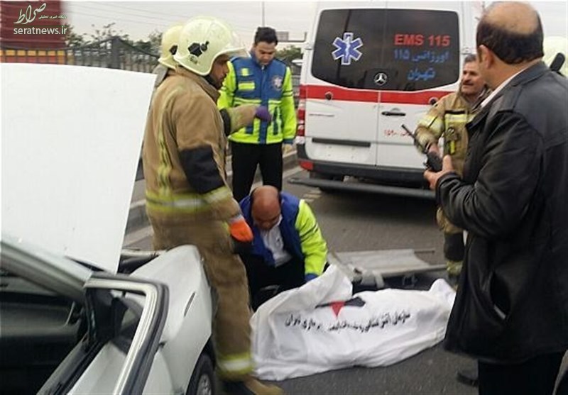 عکس/ مرگ زن جوان در تصادف بزرگراه آزادگان