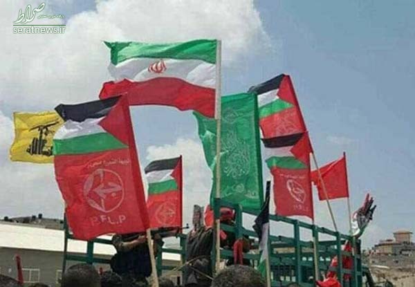 برافراشتن پرچم ایران در غزه برای اعتراض به ترامپ +تصاویر