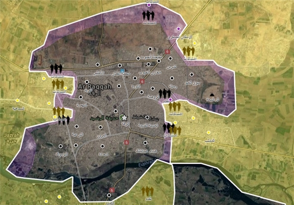 داعش به صورت کامل در رقه محاصره شد +نقشه