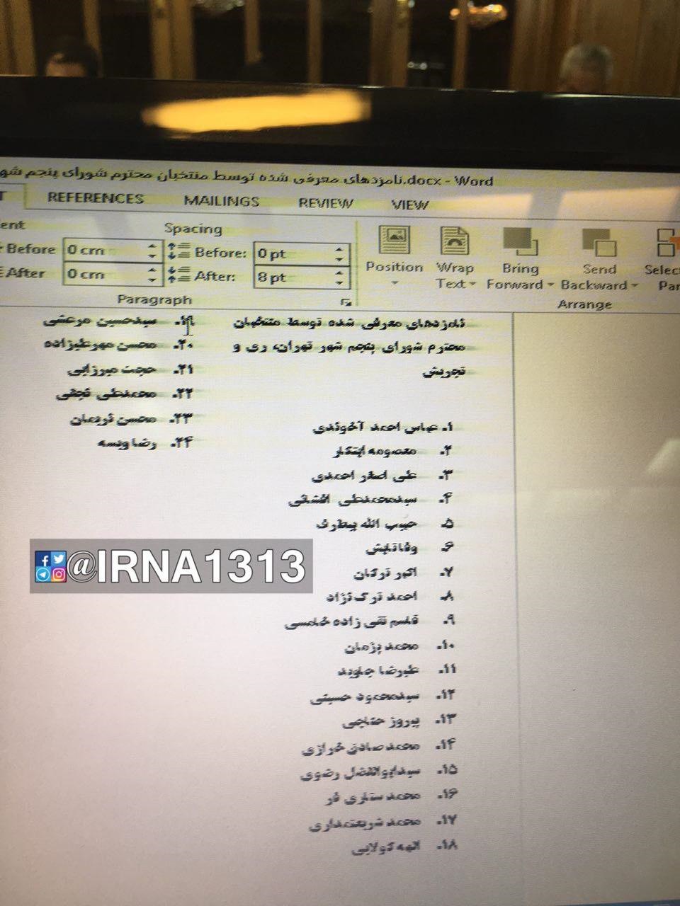 نام ۲۴ نامزد شهرداری تهران +عکس نام ۲۴ نامزد شهرداری تهران +عکس