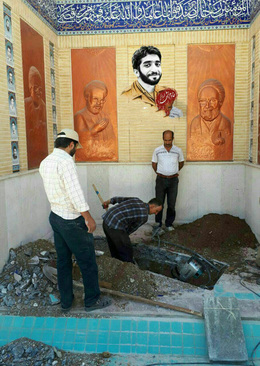 عکس/آماده سازی قبر مطهر شهید حججی