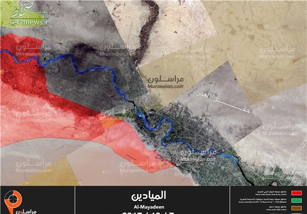 محاصره داعش از شمال و جنوب در المیادین +نقشه