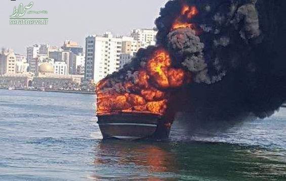 عکس/ حریق لنج تجاری ایرانی در امارات عکس/ حریق لنج تجاری ایرانی در امارات
