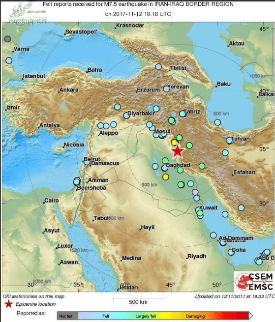 نقشه/ شهرهایی که زمین لرزه در آنها حس شد نقشه/ شهرهایی که زمین لرزه در آنها حس شد