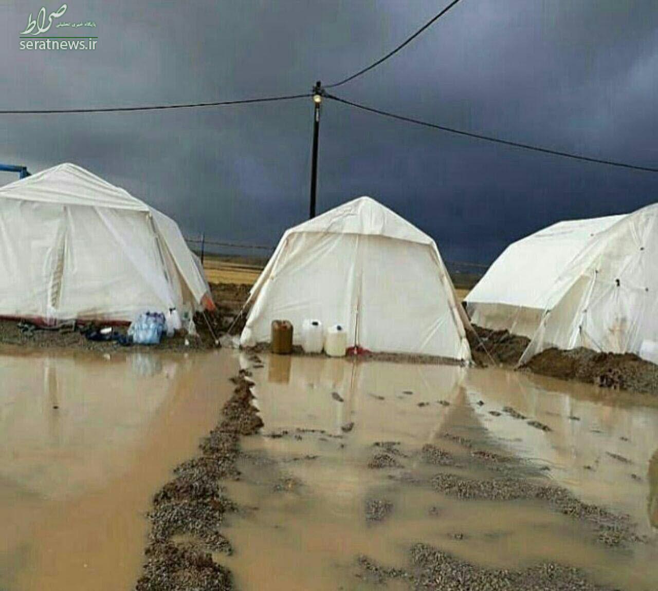 عکسی از آبگرفتگی چادرهای زلزله زدگان کرمانشاه