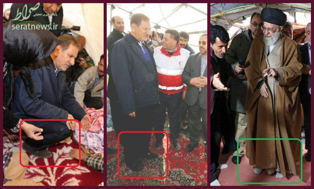 تصاوير/ وقتي رهبري كفش‌هايش را درآورد اما جهانگيري با كفش وارد چادر شد