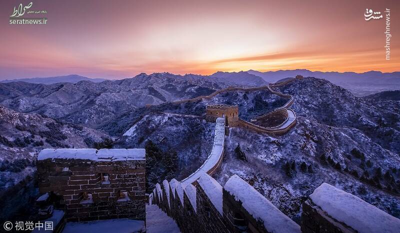 عکس/ نمای برفی زیبا دیوار چین