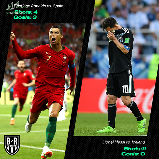 مقایسه آمار مسی و رونالدو در اولین بازی جام جهانی +عکس