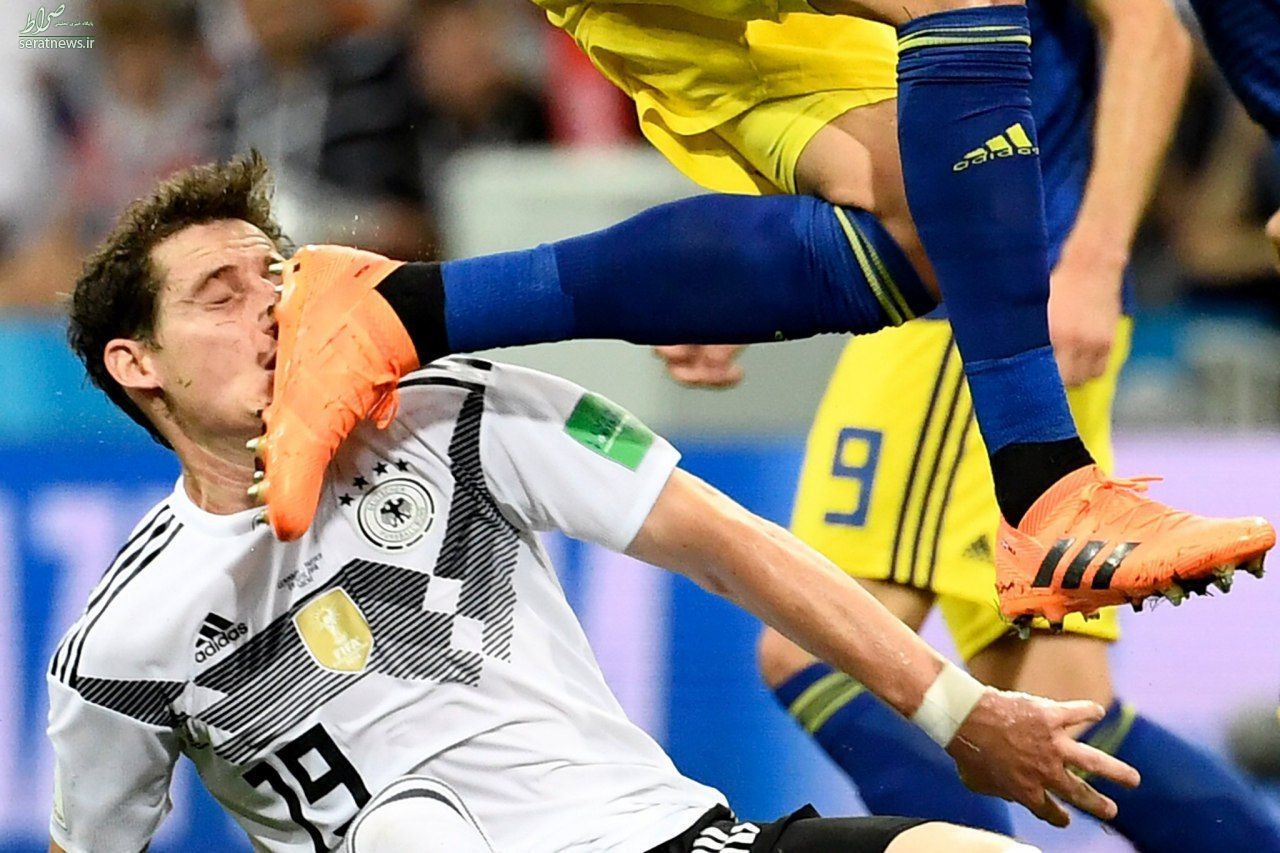 عکس/ لحظه ترس آور شکسته شدن بینی بازیکن آلمان