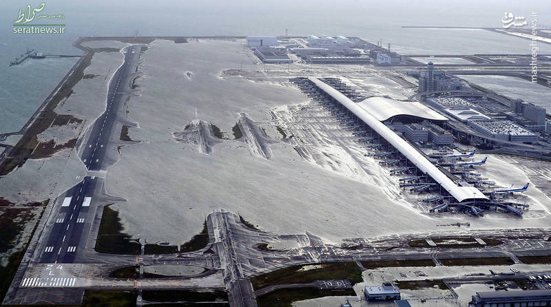 تصاویر/ فرودگاه ژاپن در محاصره آب