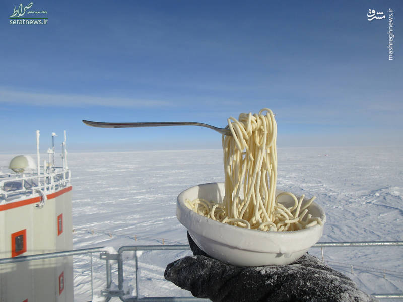 تصاویر/ یخ زدن غذای داغ در قطب جنوب