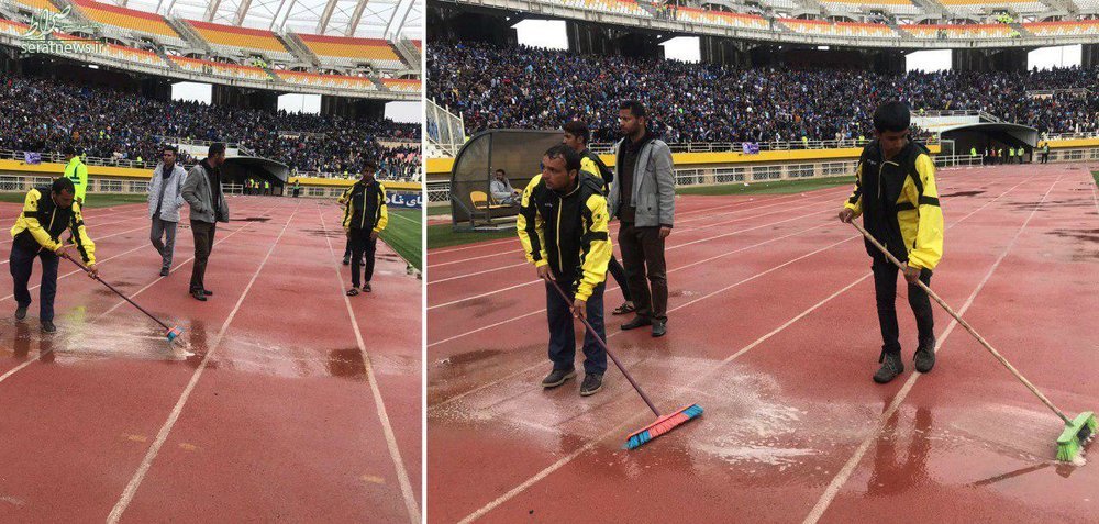 عکس/ آب‌گرفتگی در اطراف زمین چمن نقش جهان/ عکس