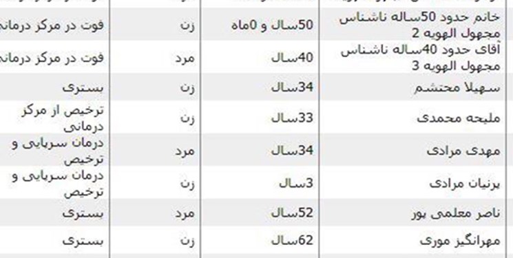 اسامی کشته‌ شدگان و مصدومان سیل شیراز اعلام شد