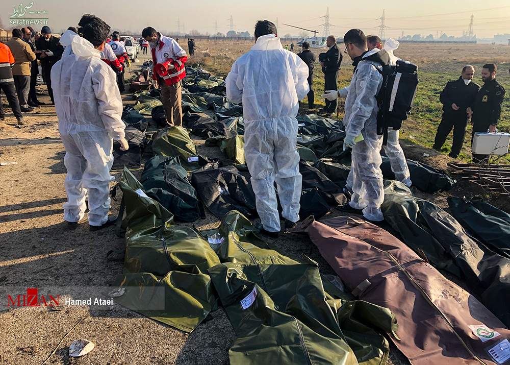 اجساد مسافران هواپیمای سقوط کرده اوکراینی