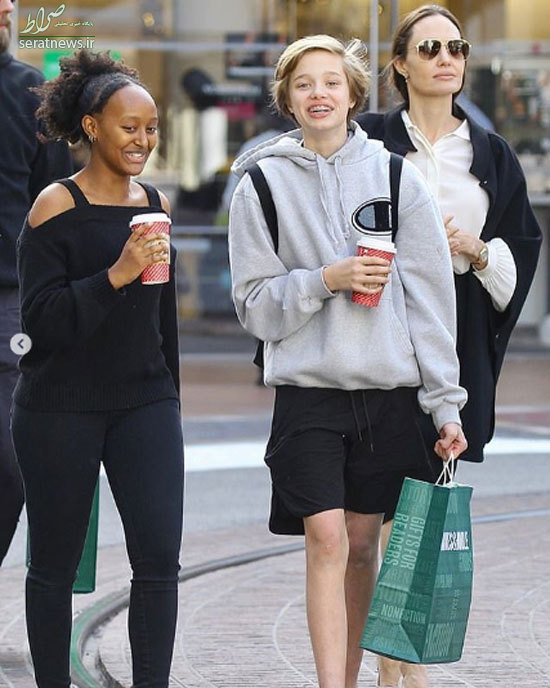 تصاویر/ آنجلینا جولی همراه دخترانش در خرید کریسمس