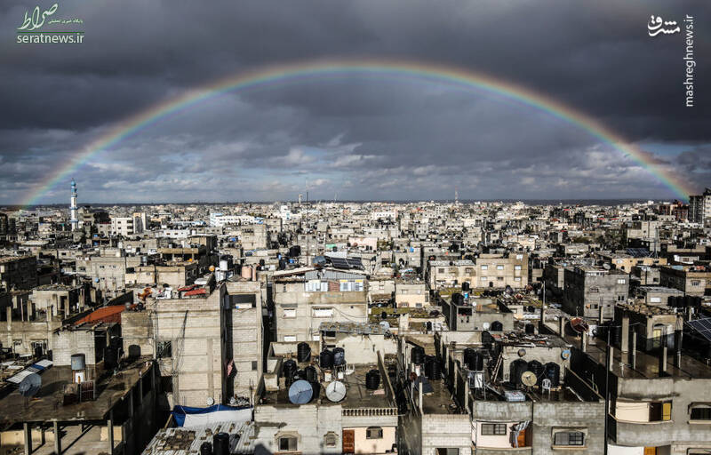 عکس/ رنگین کمان زیبا در نوار غزه