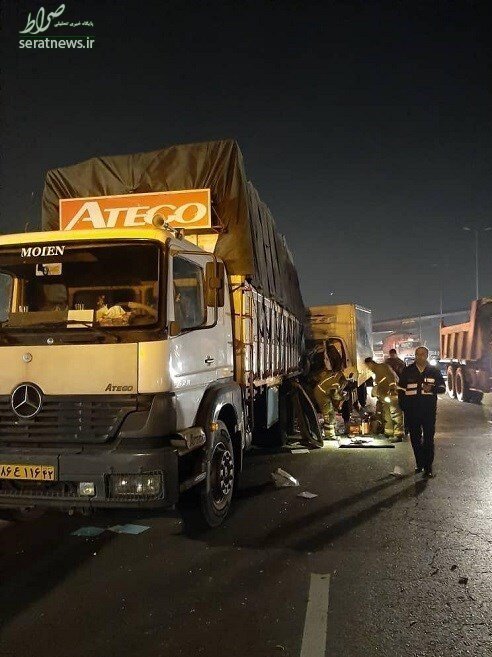 تصادف مرگبار کامیونت با کامیون در جاده خاوران +تصاویر