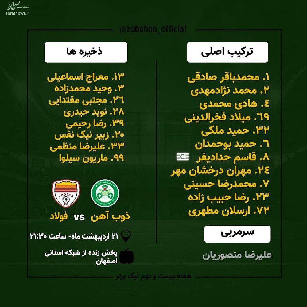 غیبت مشکوک رشید مظاهری در لیست ۱۸ نفره ذوب آهن غیبت مشکوک رشید مظاهری در لیست ۱۸ نفره ذوب آهن