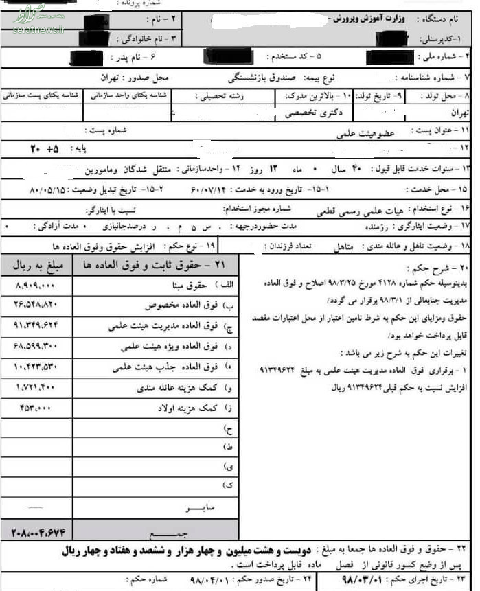 تخلفات جدید معاون وزیرآموزش و پرورش+ اسناد