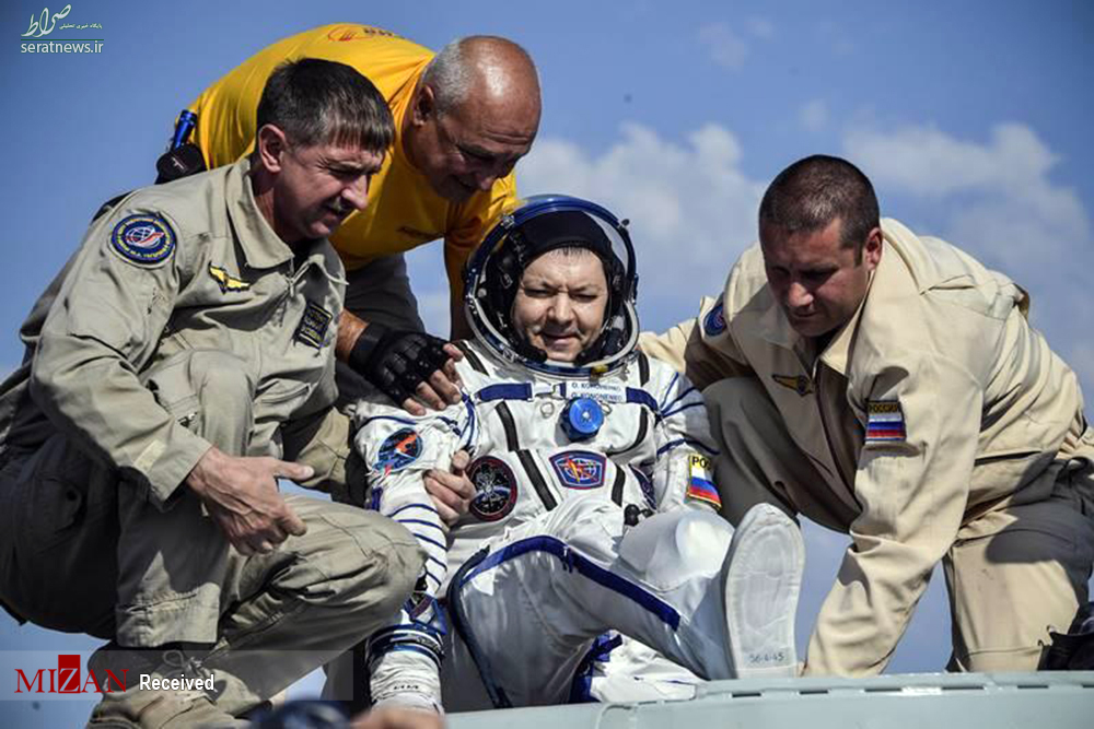 تصاویر/ بازگشت سه فضانورد به زمین
