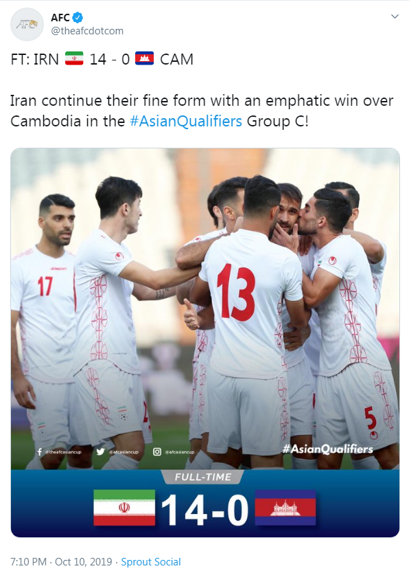 واکنش AFC به برد پرگل ایران مقابل کامبوج+عکس