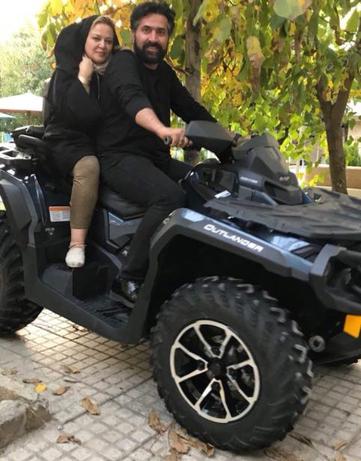 موتور سواری بهاره رهنما و همسرش در لواسان+تصاویر