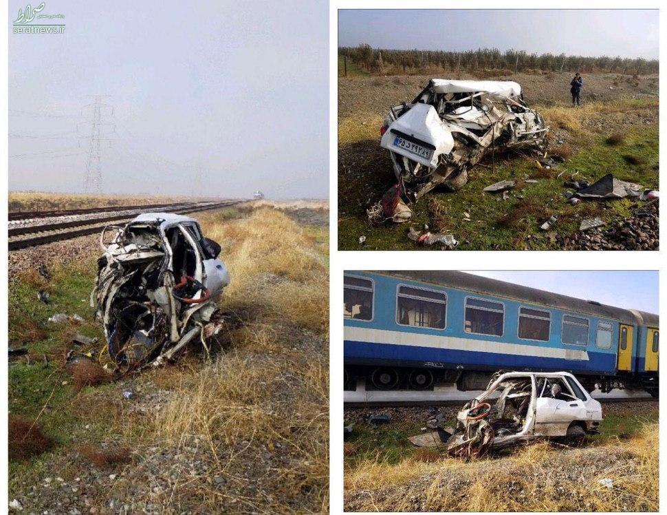 تصاویر/ تصادف مرگبار قطار با پراید در قزوین