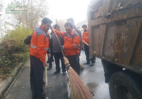 شهردار بروجرد در لباس پاکبانی خیابان‌ها را تمیز کرد +عکس