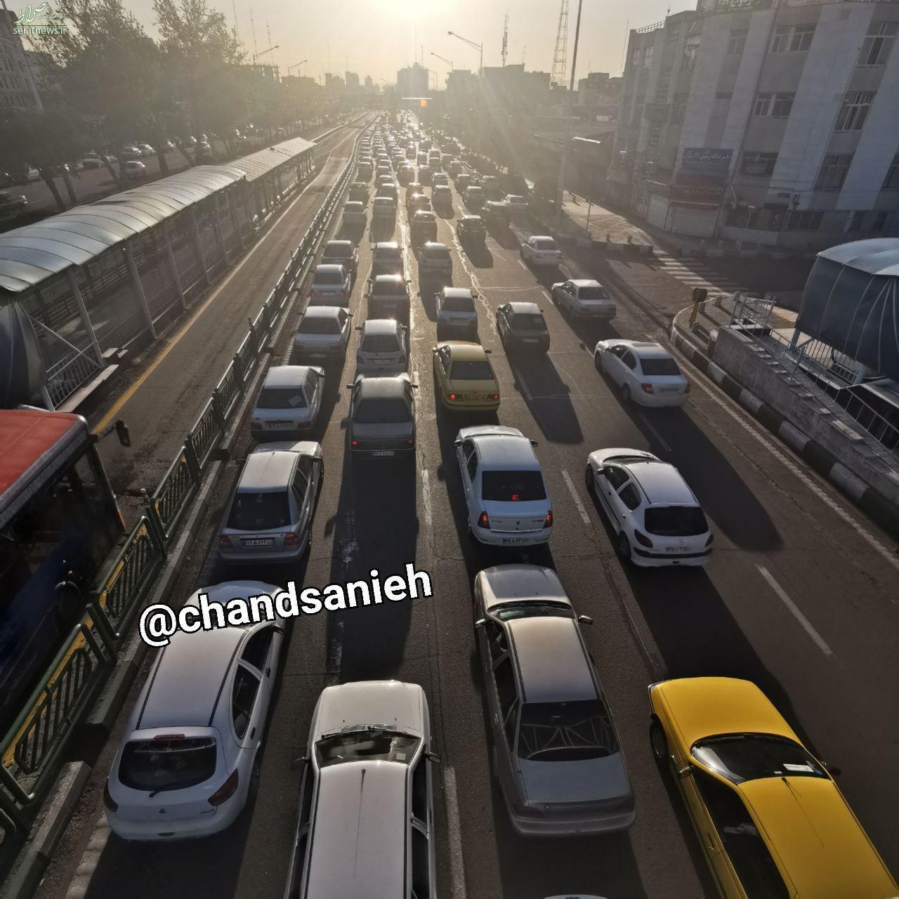 غکس/ ترافیک عجیب صبح امروز در روزهای قرنطینه تهران