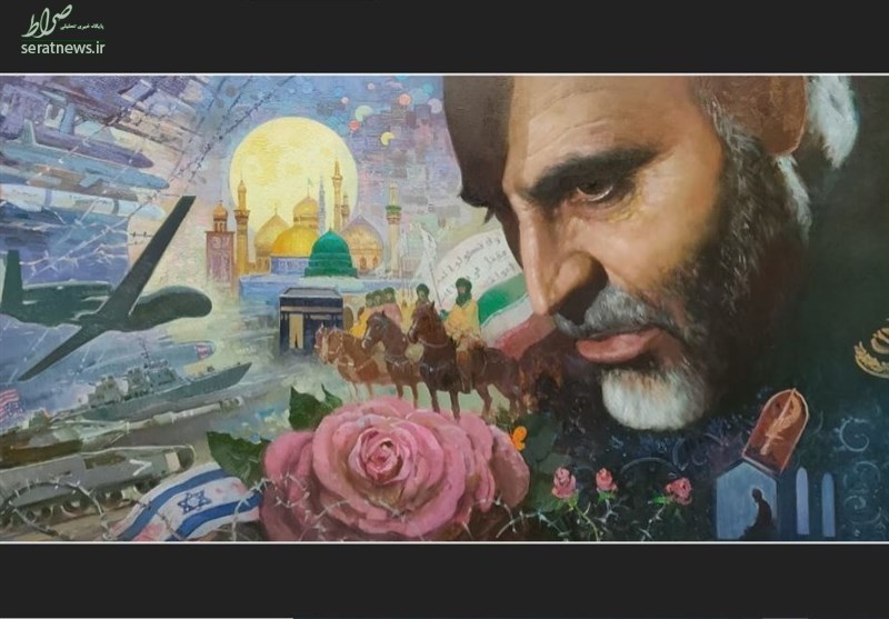 نقاشی هنرمند روس از چهره سردار سلیمانی +عکس