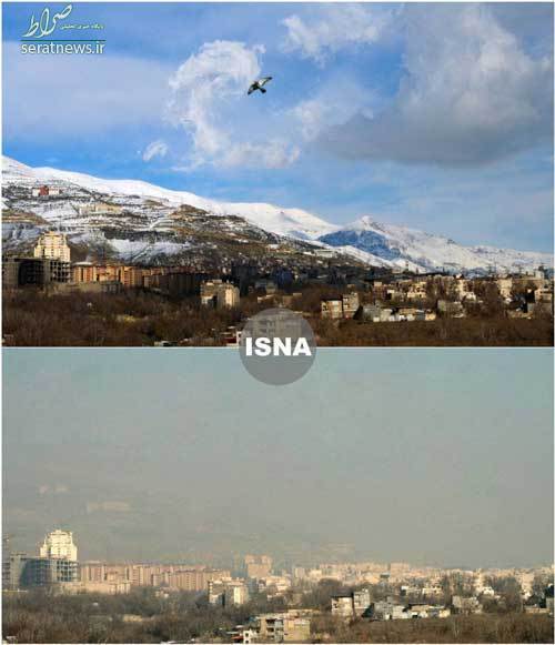 عکس/ مقایسه هوای تهران در یک روز پاک با روز آلوده