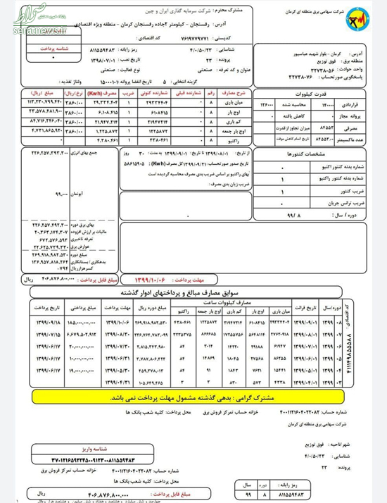 قبض برق ماینرِ چینی مستقر در رفسنجان قبض برق ماینرِ چینی مستقر در رفسنجان