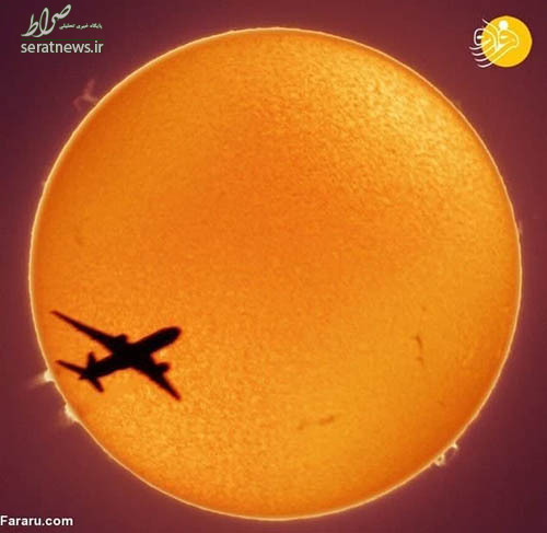 عکسی خارق‌العاده از عبور هواپیما از مقابل خورشید