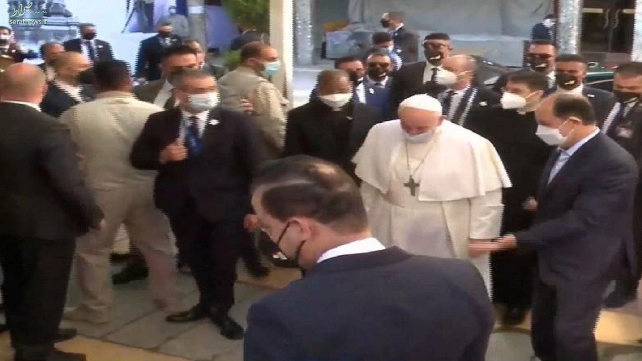 دیدار پاپ فرانسیس با آیتالله سیستانی آغاز شد دیدار پاپ فرانسیس با آیتالله سیستانی آغاز شد