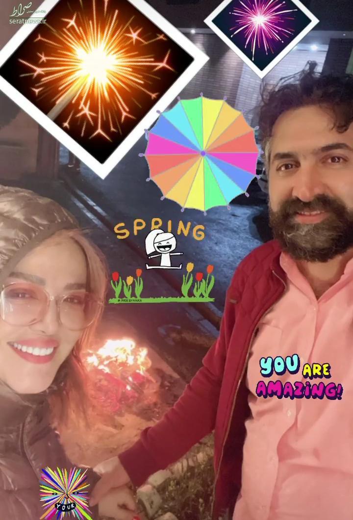 عکس/ بهاره رهنما و همسرش در چهارشنبه‌سوری