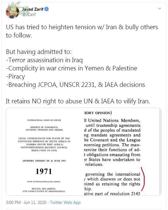 ظریف: آمریکا هیچ حقی برای بدنام کردن ایران ندارد ظریف: آمریکا هیچ حقی برای بدنام کردن ایران ندارد