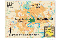 برخورد موشک در نزدیکی فرودگاه بین‌المللی بغداد