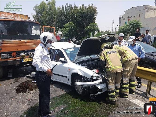 تصاویر / تصادف خونین کامیون و سمند در بزرگراه بسیج تهران