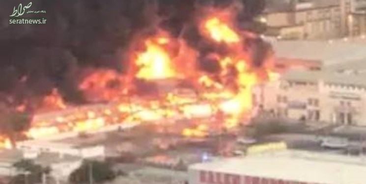 آتش سوزی مهیب در بازار شهر «عجمان» در امارات متحده عربی