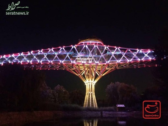 عکس/ پل طبیعت تهران به رنگ پرچم لبنان درآمد