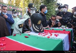 تشییع پیکر شهید پلیس پیشگیری تهران در ستاد فاتب