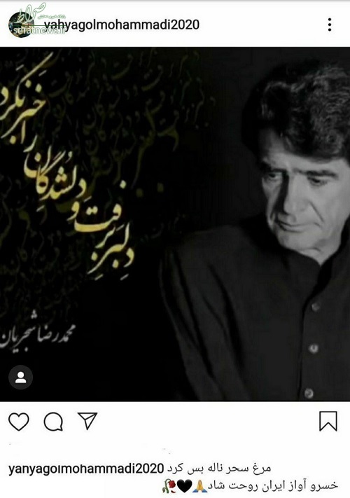عکس/ واکنش گل‌محمدی به درگذشت استاد شجریان