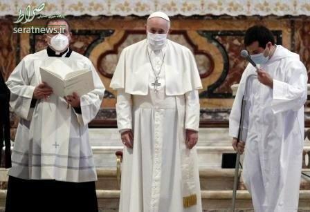 عکس/ پاپ فرانسیس برای اولین بار از ماسک استفاده کرد