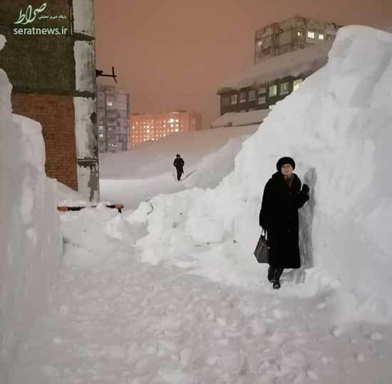 تصویری از حجم بارش برف در روسیه