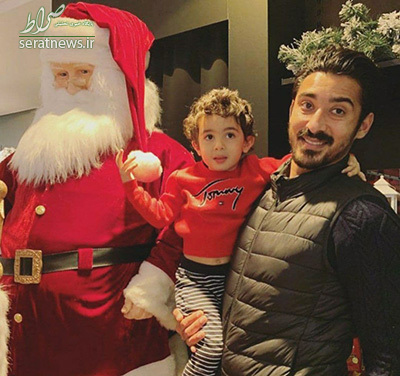 عکس/ رضا گوچی و پسرش در کنار بابانوئل