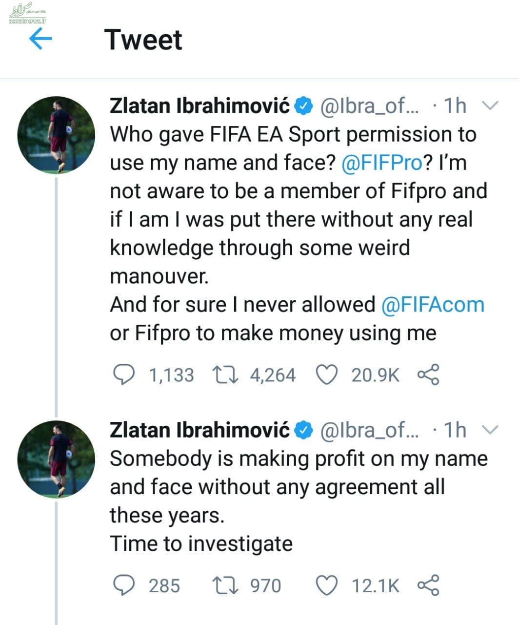 زلاتان FIFA EA را به دادگاه می‌کشاند +عکس