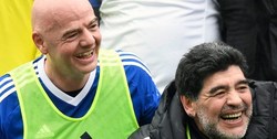 اینفانتینو: قلب فوتبال دوستان با درگذشت مارادونا لحظه‌ای ایستاد